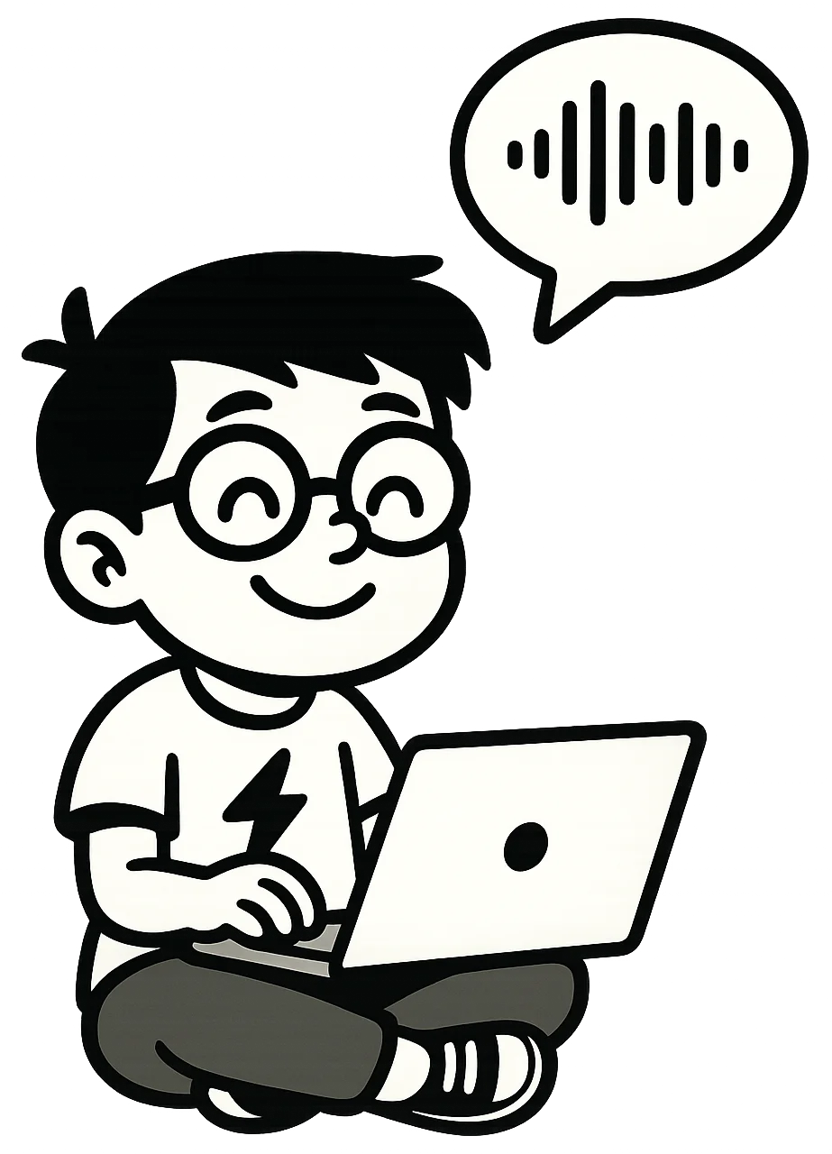 Character sitting and writing